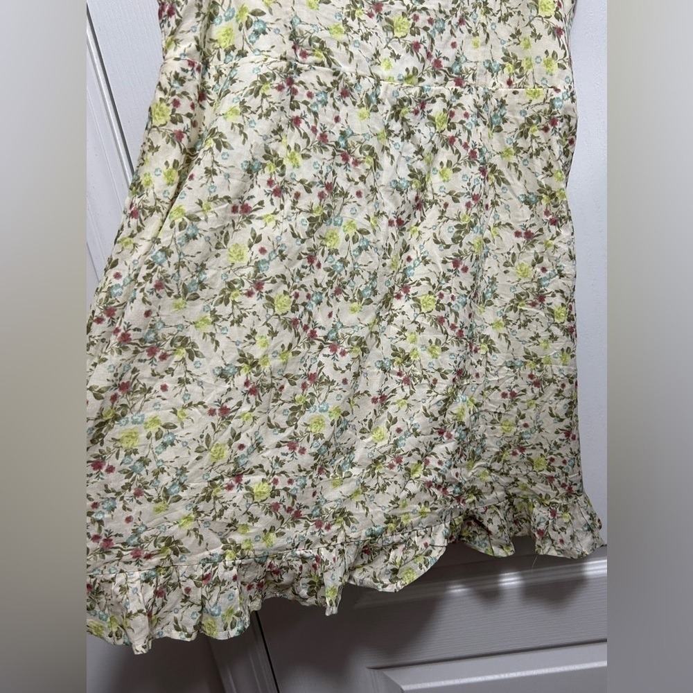 Wild Fable Mini Dress Womens L Large Cream Floral Bow Tie Sleeve Cottagecore NWT - Picture 12 of 16